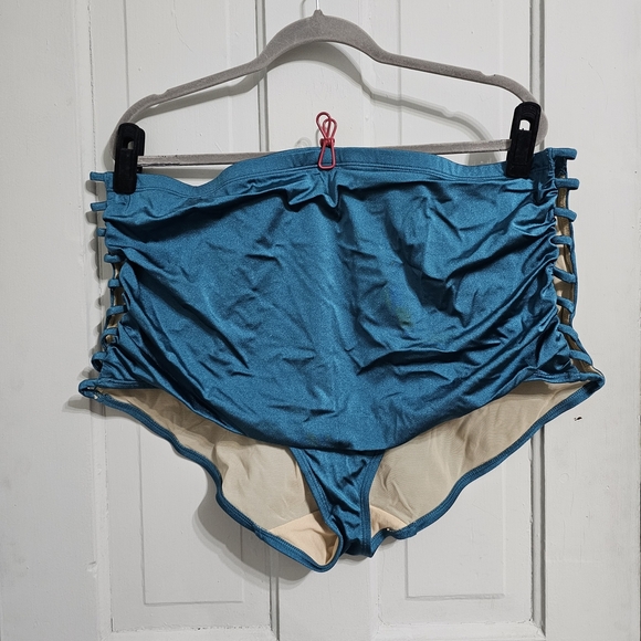 Cacique Shimmer Strappy Ruched-Side Swim Brief - Picture 2 of 7